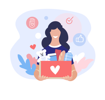 Person carrying donations to give