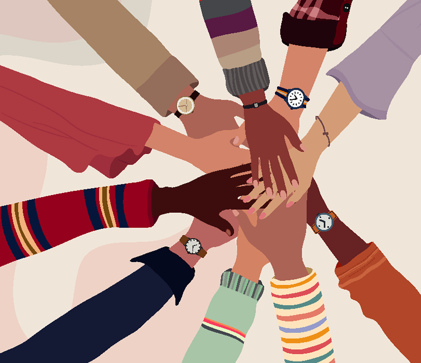 Hands on top of one another