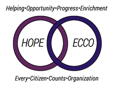 Hope DAC/ECCO logo -- Helping Opportunity Progress Enrichment -- Every Citizen Counts Organization